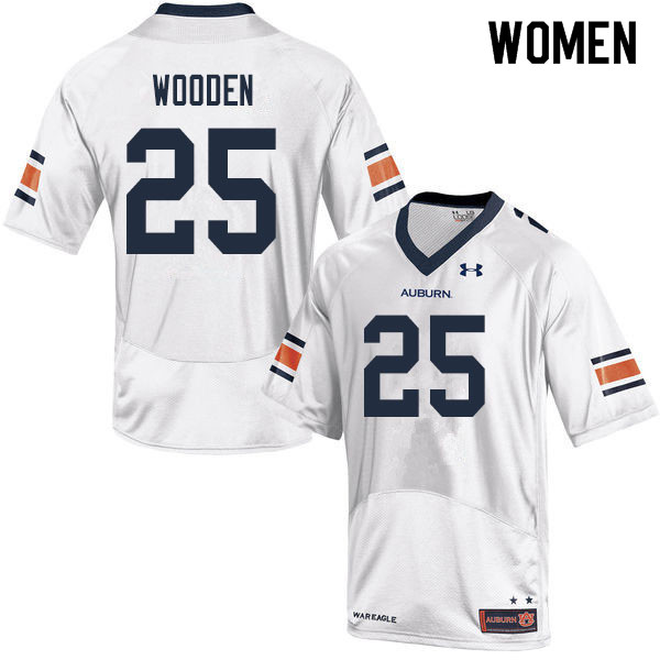 Auburn Tigers Women's Colby Wooden #25 White Under Armour Stitched College 2019 NCAA Authentic Football Jersey DPA0474BV